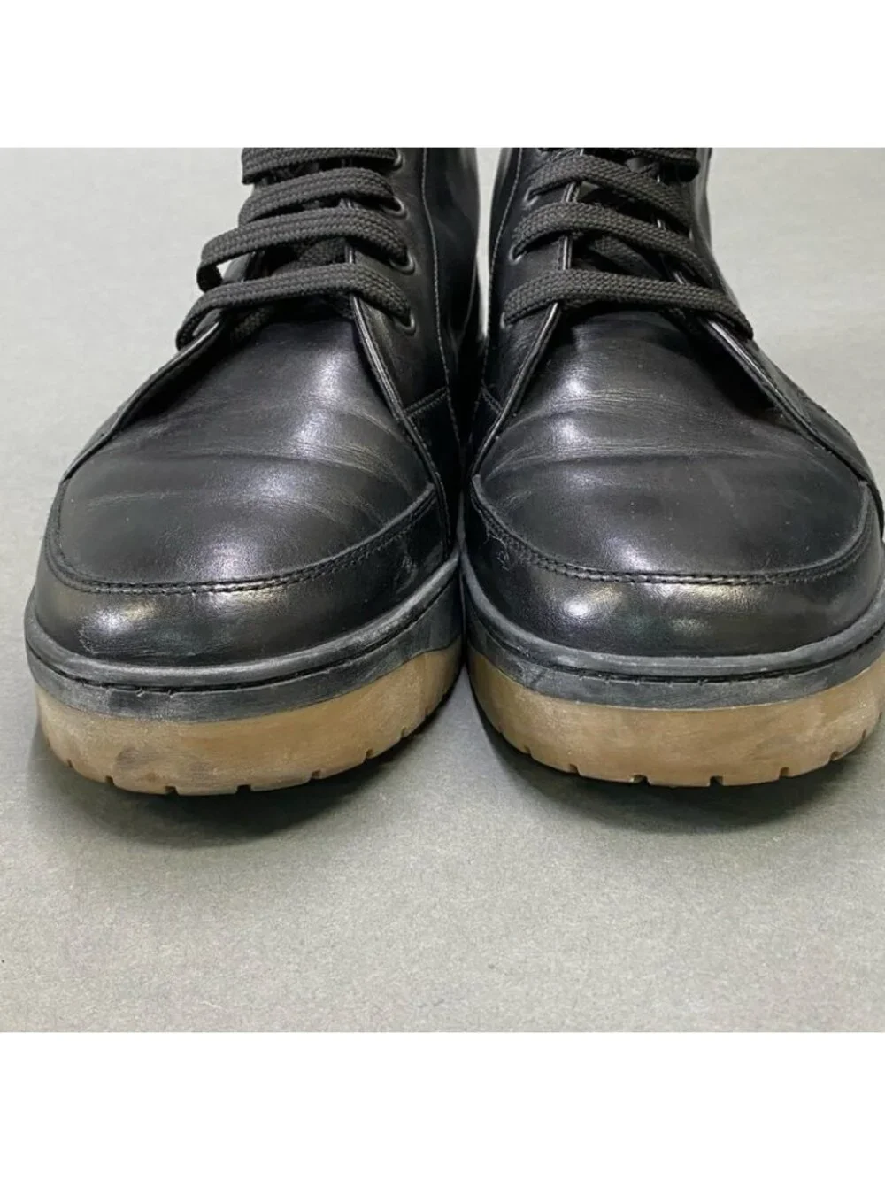 Louis Vuitton LV Logo Lace Up Boots Shoes 7 Black Leather - Picture 8 of 12